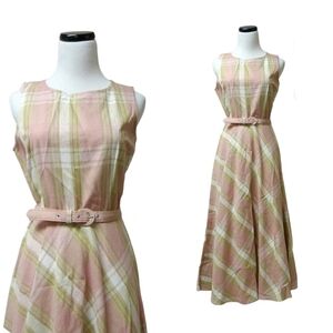 80s - 90s  M.D.L. plaid full skirt dress . made in USA